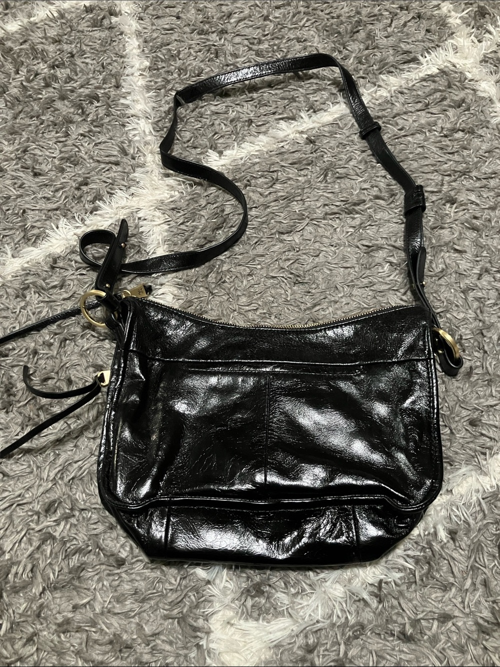 Black Leather Crossbody Bag - Sleek Everyday Shoulder Bag